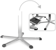 Das ultraflache, auf niedrigen Profile gebaute Untergestell, läss
sich ideal unter tiefen Elemente von Werkmaschinen und Arbeitstischen reinpassen.